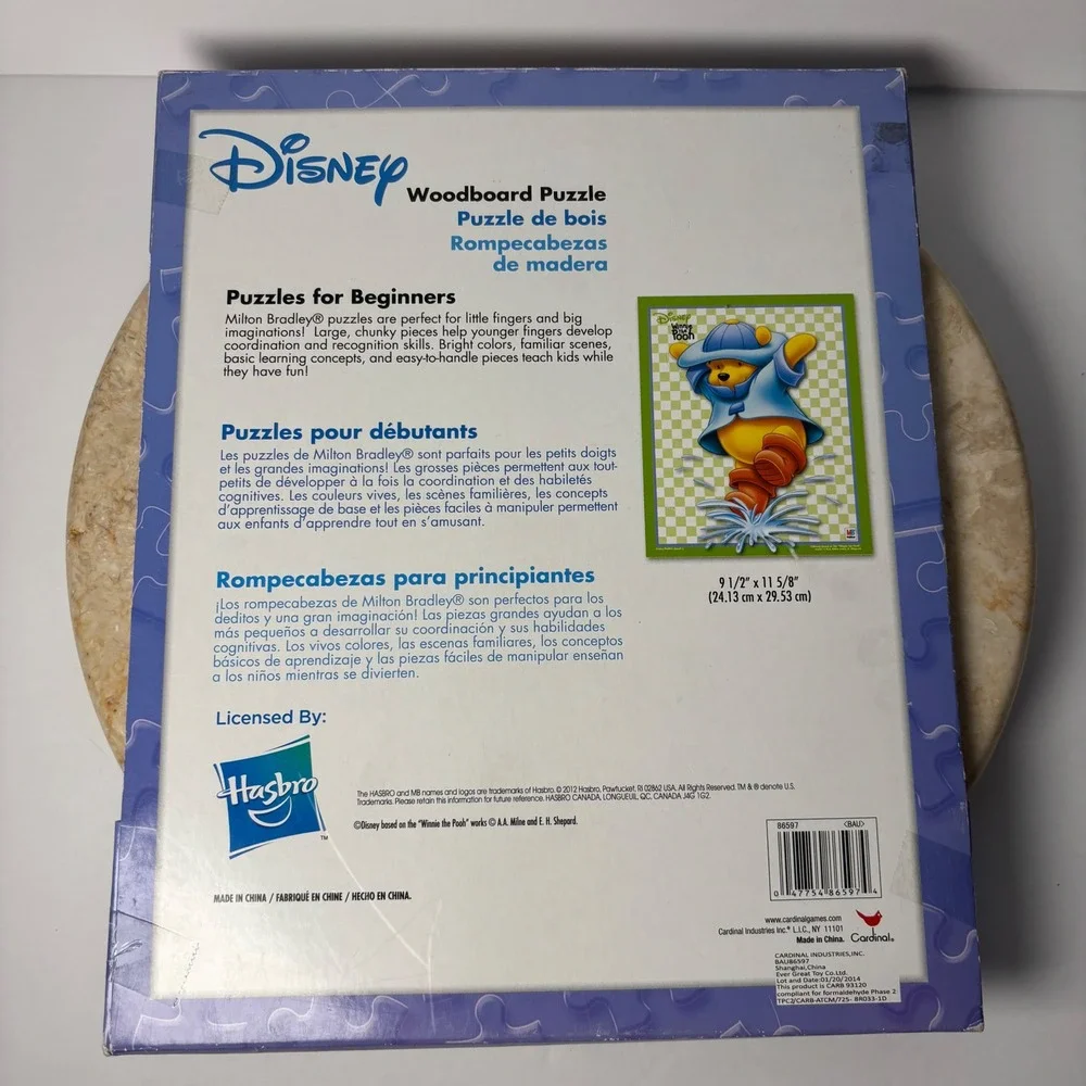 NOS Disney Winnie the Pooh Woodboard‎ Puzzle 9 Piece Milton Bradley Hasbro NEW